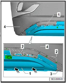 Volkswagen ID.4. Removing and installing base plate for bumper cover 