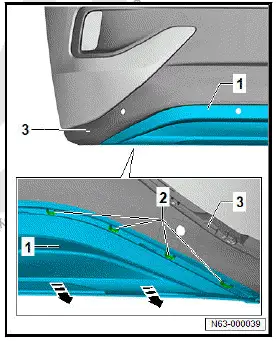 Volkswagen ID.4. Removing and installing base plate for bumper cover