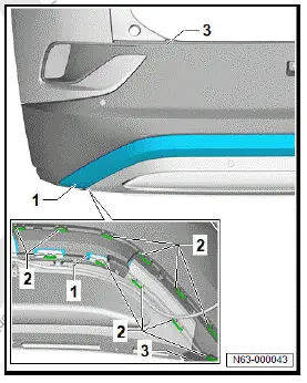 Volkswagen ID.4. Removing and installing bumper cover trim