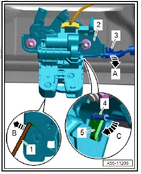 Volkswagen ID.4. Removing and installing Bowden cable for power latching system 