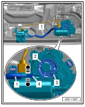 Volkswagen ID.4. Removing and installing Bowden cable for power latching system 