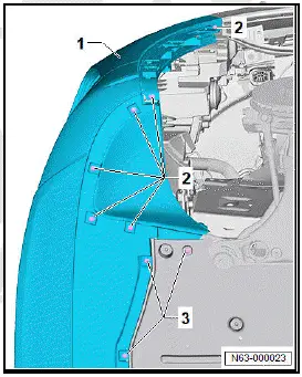 Volkswagen ID.4. Removing and installing bumper cover 