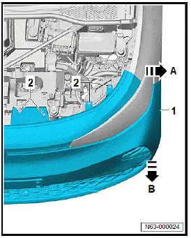 Volkswagen ID.4. Removing and installing bumper cover 