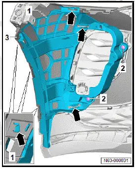 Volkswagen ID.4. Removing and installing bumper cover reinforcement