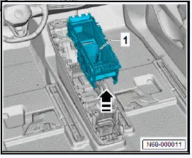 Volkswagen ID.4. Removing and installing rear centre console storage compartment