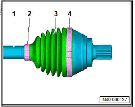 Volkswagen ID.4. Removing and installing outer constant velocity joint, drive shaft removed