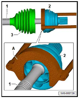 Volkswagen ID.4. Removing and installing outer constant velocity joint, drive shaft removed