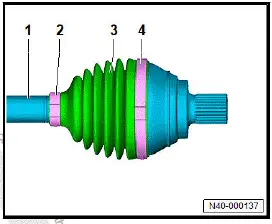 Volkswagen ID.4. Removing and installing outer constant velocity joint, drive shaft installed