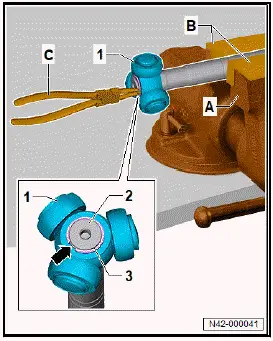 Volkswagen ID.4. Removing and installing inner triple roller joint, drive shaft removed