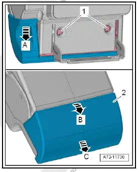 Volkswagen ID.4. Removing and installing intermediate padding, backrest with load-through hatch 