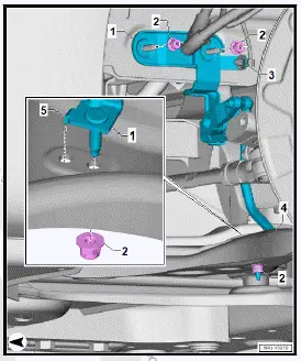 Volkswagen ID.4. Removing and installing front vehicle level senders [G78]/[G289]