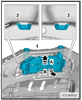 Volkswagen ID.4. Removing and installing head restraint guide, integrated head restraint