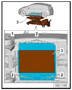 Volkswagen ID.4. Removing and installing high-voltage battery 1 [AX2], 48, 55, 62 kWh
