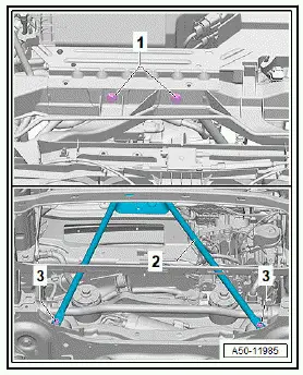 Volkswagen ID.4. Removing and installing lock carrier brace 