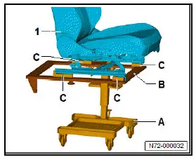 Volkswagen ID.4. Securing front seat to seat repair stand 