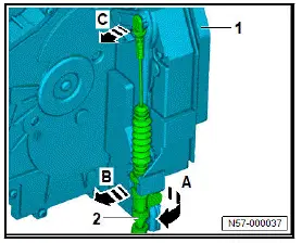 Volkswagen ID.4. Removing and installing operating cable for exterior door handle 