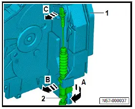 Volkswagen ID.4. Removing and installing operating cable for exterior door handle 