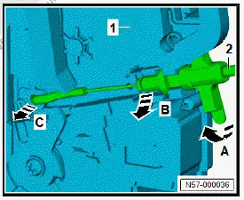 Volkswagen ID.4. Removing and installing operating cable for interior door handle 