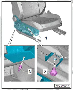 Volkswagen ID.4. Removing and installing outer seat trim, front passenger seat without height adjustment