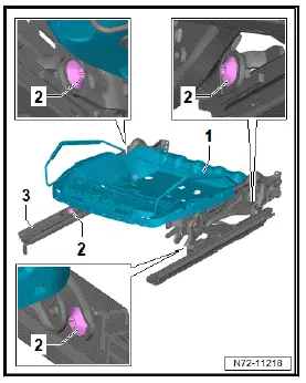 Volkswagen ID.4. Removing and installing seat longitudinal adjustment motor [V28]/[V31] 