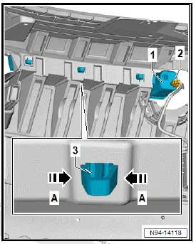 Volkswagen ID.4. Removing and installing light conductor for contour lighting in radiator grille [L362]/[L363]