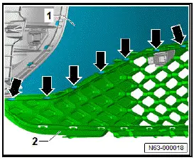 Volkswagen ID.4. Removing and installing centre air intake grille 