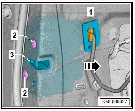 Volkswagen ID.4. Removing and installing rear door lock unit [VX83]/[VX84] 
