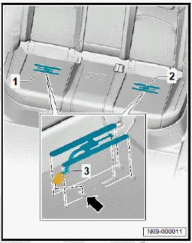 Volkswagen ID.4. Removing and installing rear seat occupied sensor [G177/G178/G1010]