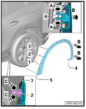 Volkswagen ID.4. Removing and installing rear wheel arch cover