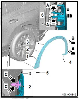 Volkswagen ID.4. Removing and installing rear wheel arch cover