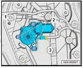 Volkswagen ID.4. Removing and installing rear window regulator motor [V471]/[V472] 