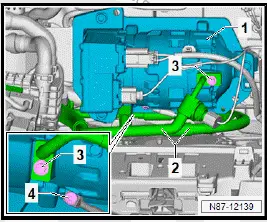 Volkswagen ID.4. Removing and installing refrigerant line between air conditioner compressor and dryer