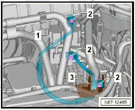 Volkswagen ID.4. Removing and installing refrigerant line between gas cooler and refrigerant shut-off valve 2 [N640]