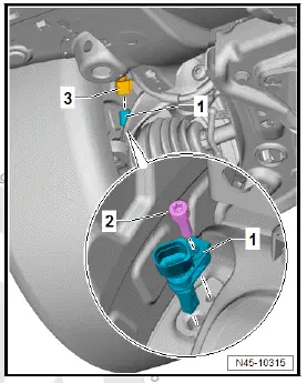 Volkswagen ID.4. Removing and installing speed sensor on front axle [G45]/[G47]
