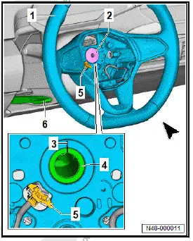 Volkswagen ID.4. Removing and installing steering wheel 