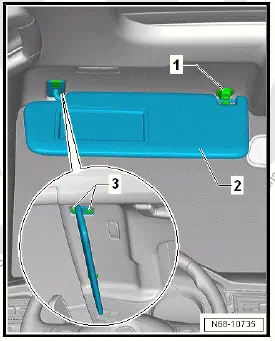 Volkswagen ID.4. Removing and installing sun visor