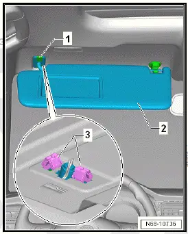 Volkswagen ID.4. Removing and installing sun visor