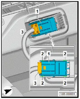 Volkswagen ID.4. Removing and installing towing bracket release button [E754]