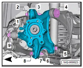Volkswagen ID.4. Removing and installing wheel bearing housing 