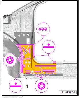 Volkswagen ID.4. Renewing A-pillar reinforcement, part section