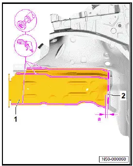 Volkswagen ID.4. Renewing front left longitudinal member, part section (2nd separating cut)