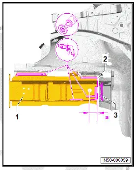Volkswagen ID.4. Renewing front left longitudinal member, part section (2nd separating cut)