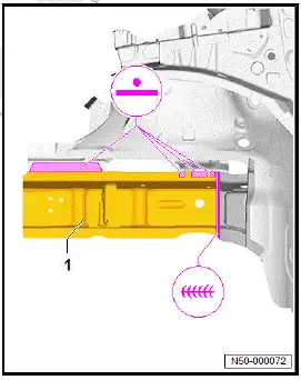 Volkswagen ID.4. Renewing front left longitudinal member, part section (2nd separating cut)