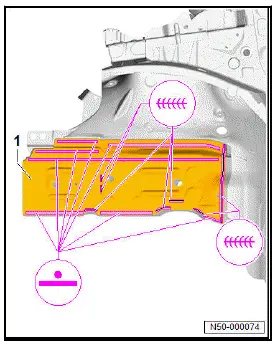 Volkswagen ID.4. Renewing front left longitudinal member, part section (2nd separating cut)