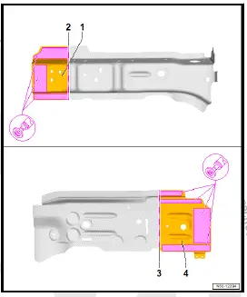 Volkswagen ID.4. Renewing front right longitudinal member, part section 