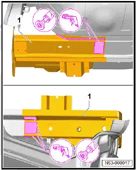 Volkswagen ID.4. Renewing rear longitudinal member, part section (second parting cut) 