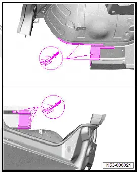Volkswagen ID.4. Renewing rear longitudinal member, part section (second parting cut) 
