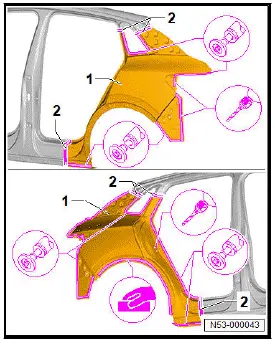 Volkswagen ID.4. Renewing side panel, part section