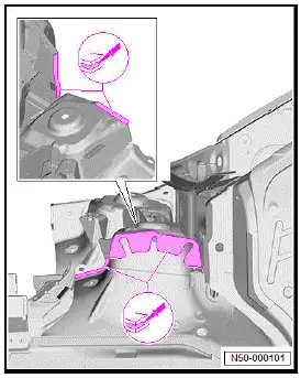 Volkswagen ID.4. Renewing upper inner longitudinal member