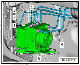 Volkswagen ID.4. Removing and installing ABS control unit [J104]/ABS hydraulic unit [N55], right-hand drive vehicles